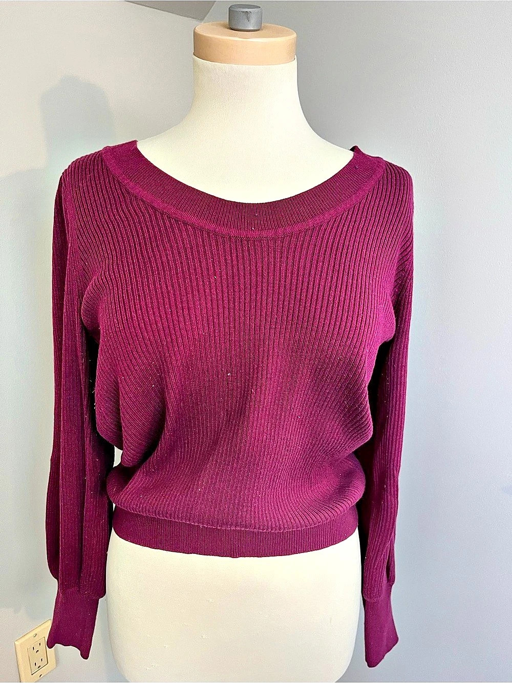 LOFT Crew Neck Sweater in Purple